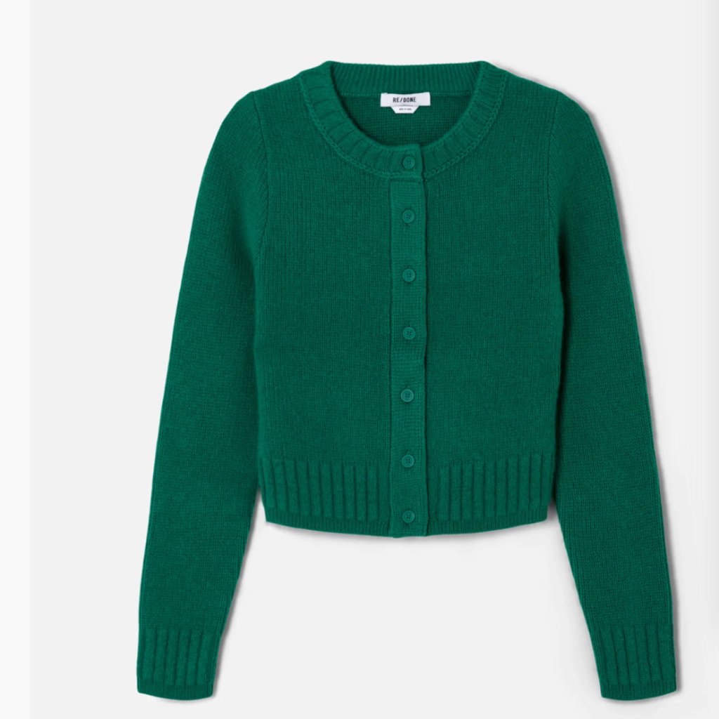 Re/Done :: Baby Crew Cashmere Cardi | Grass Green